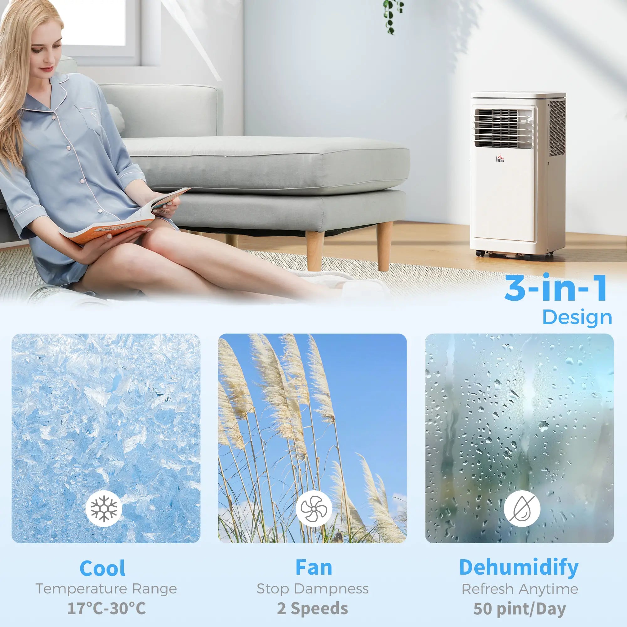 8000 BTU Portable AC, Dehumidifier, Remote, Timer, Window Kit, Cream Air Purifiers at Gallery Canada