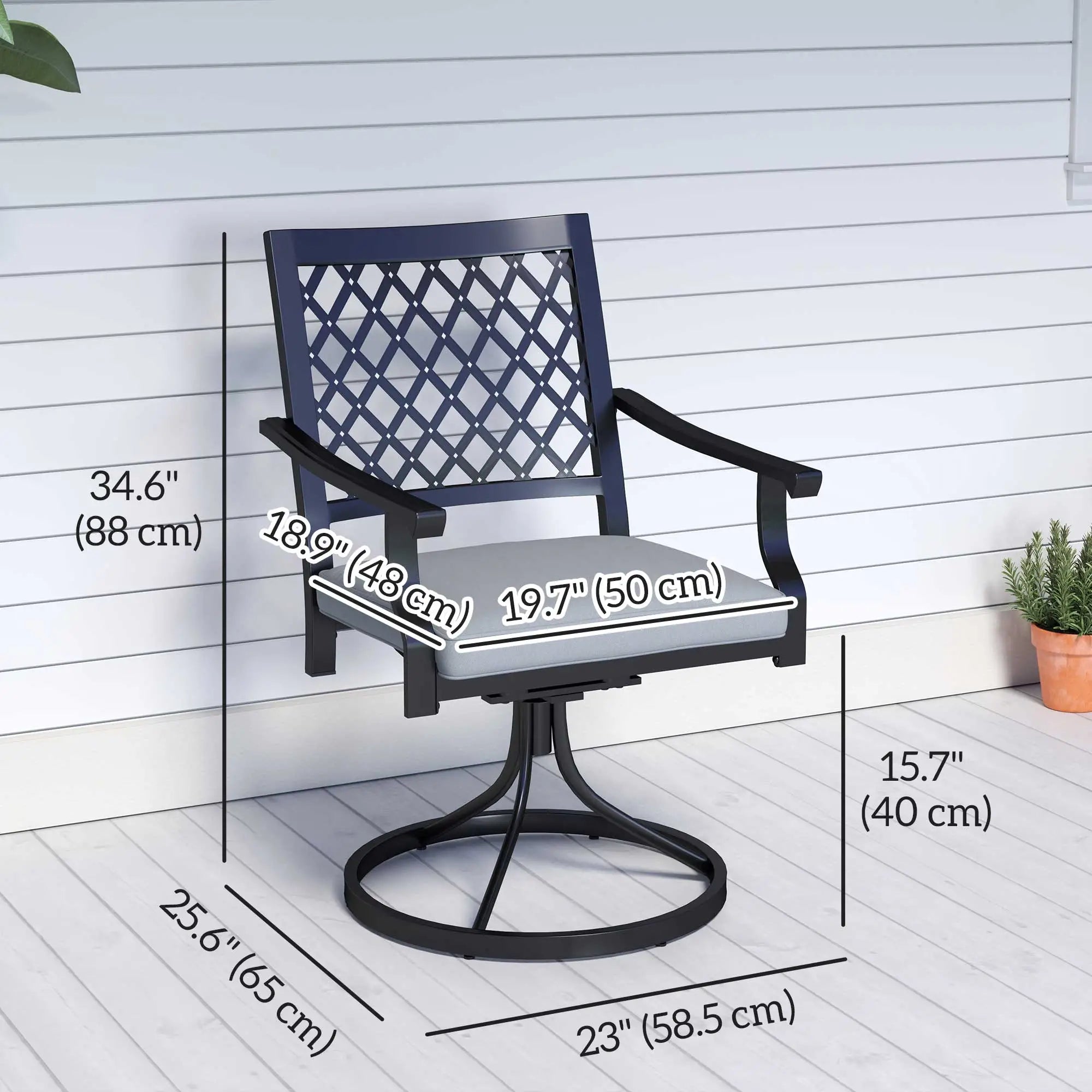 Metal Swivel Rocker Chairs Set of 2, with Cushion, Armrests, for Patio, Garden Bistro Sets at Gallery Canada