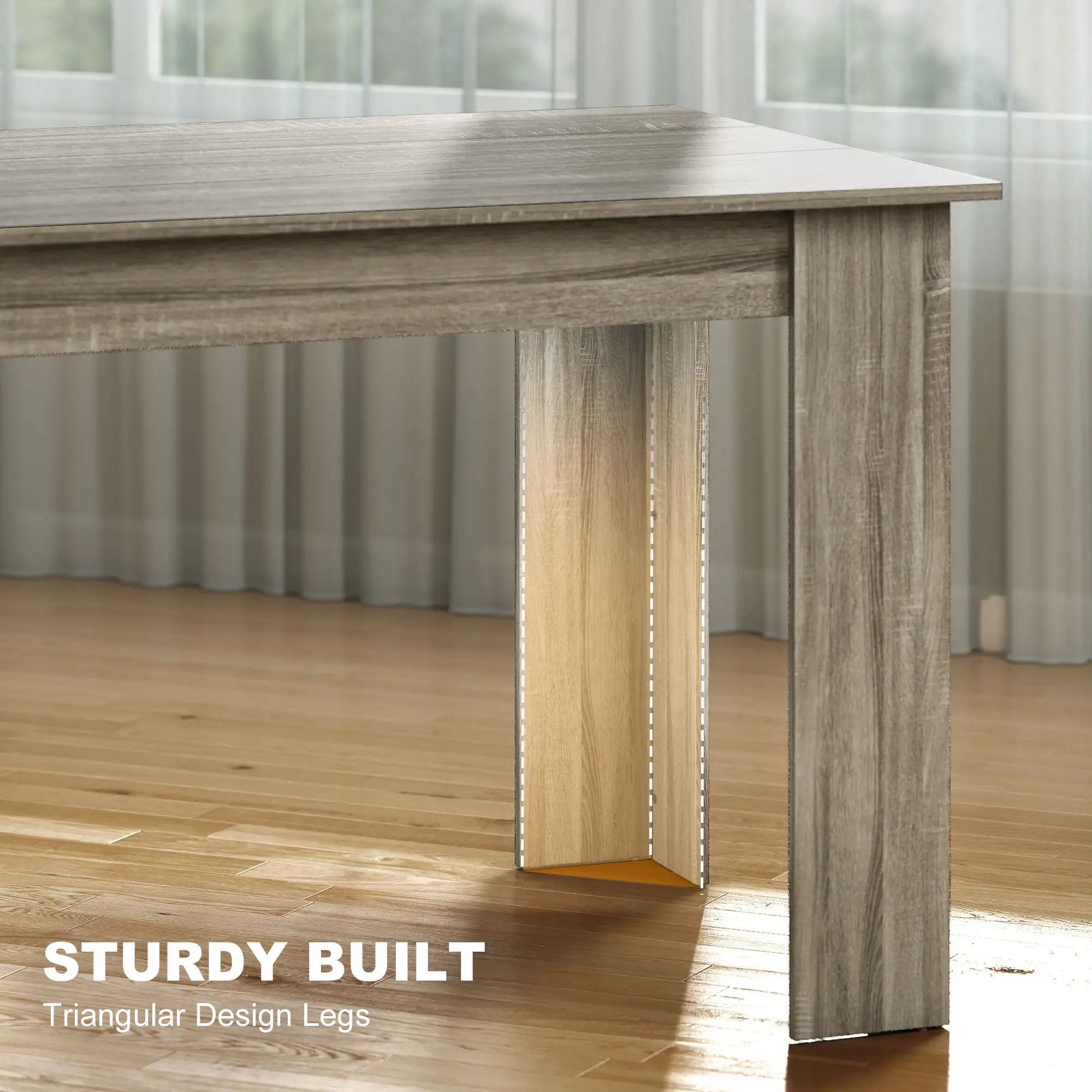 63 Inch Kitchen Table for 4-6 People, Wood Effect Dining Table, Grey Dining Tables at Gallery Canada