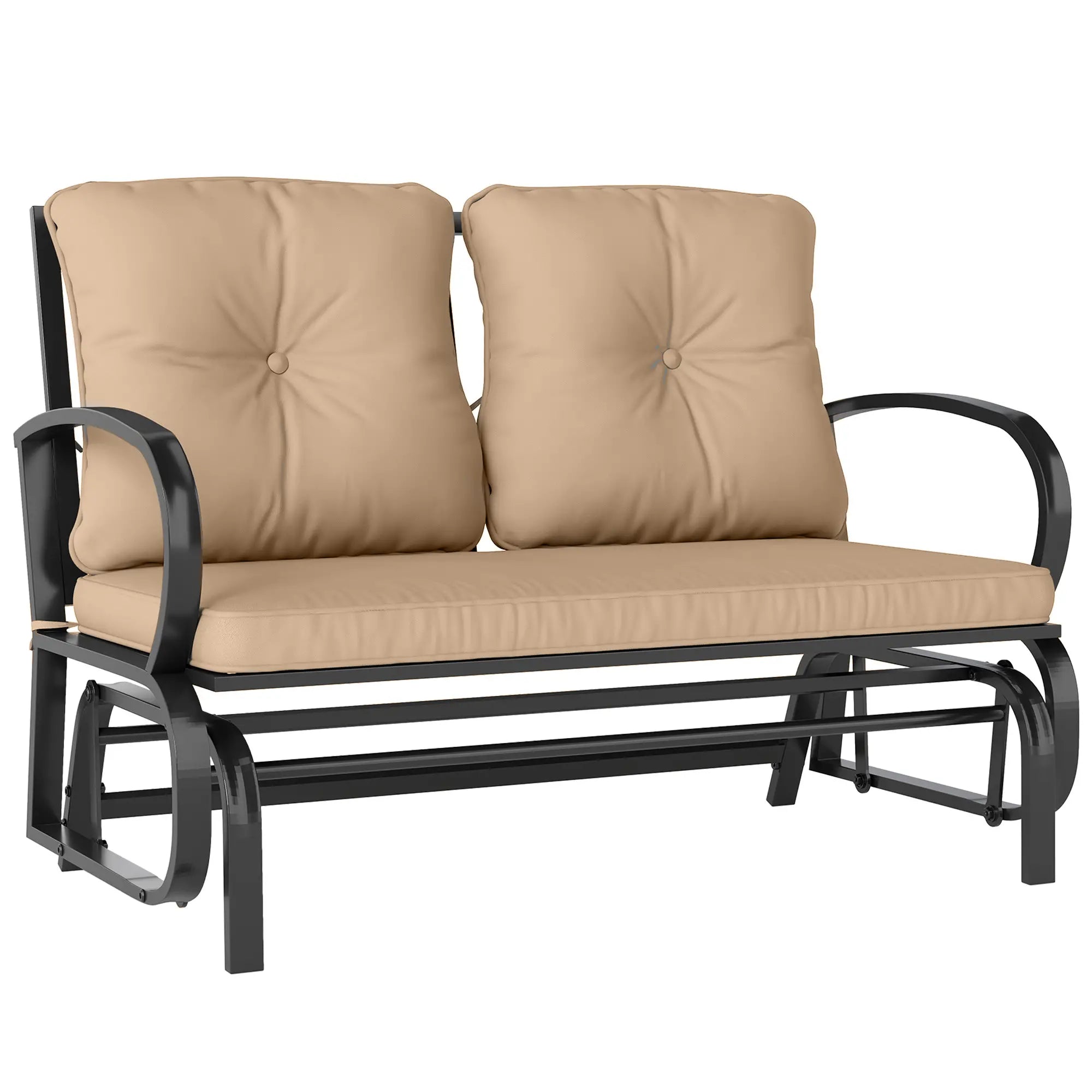 2-Person Outdoor Glider Chair, Steel Frame With Cushions, Khaki Outdoor Gliders Black, Khaki at Gallery Canada