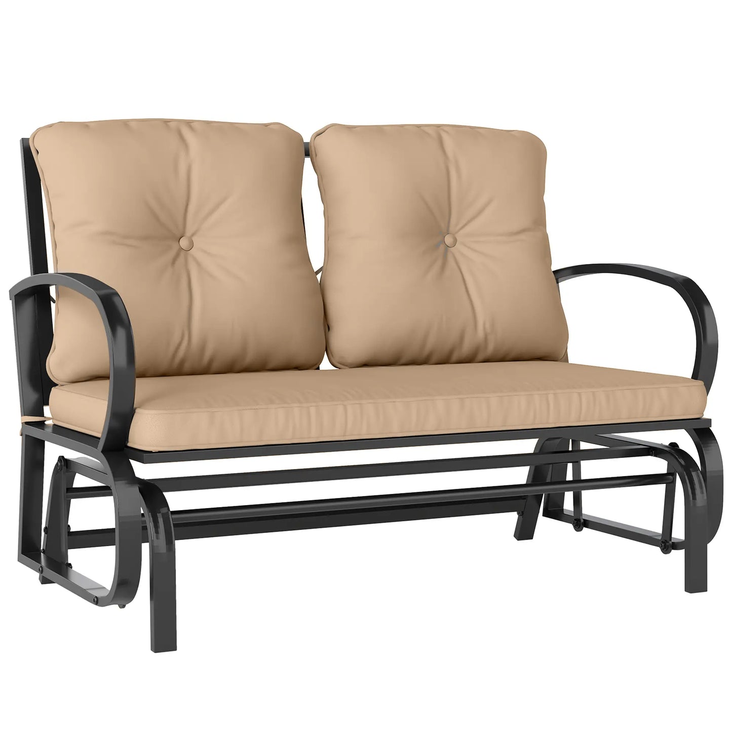 2-Person Outdoor Glider Chair, Steel Frame With Cushions, Khaki Outdoor Gliders Black, Khaki at Gallery Canada
