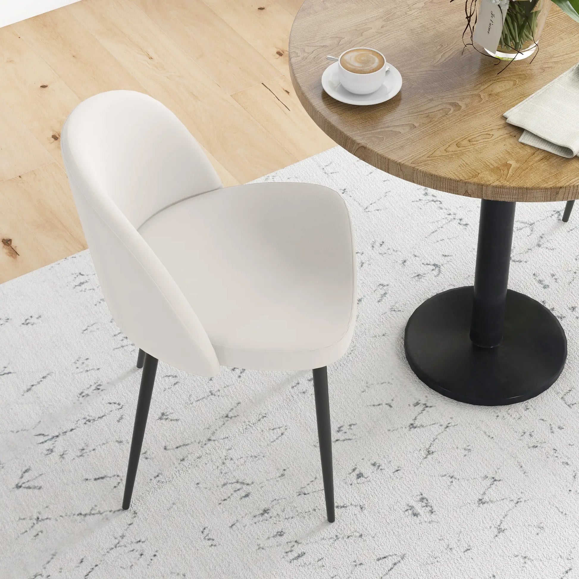 Set of 2 Mid-Back Dining Chairs, Velvet Upholstery, Cream White Dining Chairs at Gallery Canada