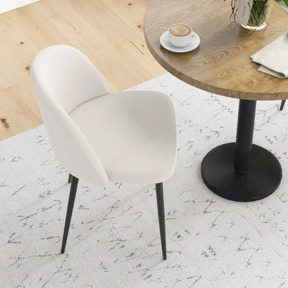 Set of 2 Mid-Back Dining Chairs, Velvet Upholstery, Cream White Dining Chairs at Gallery Canada