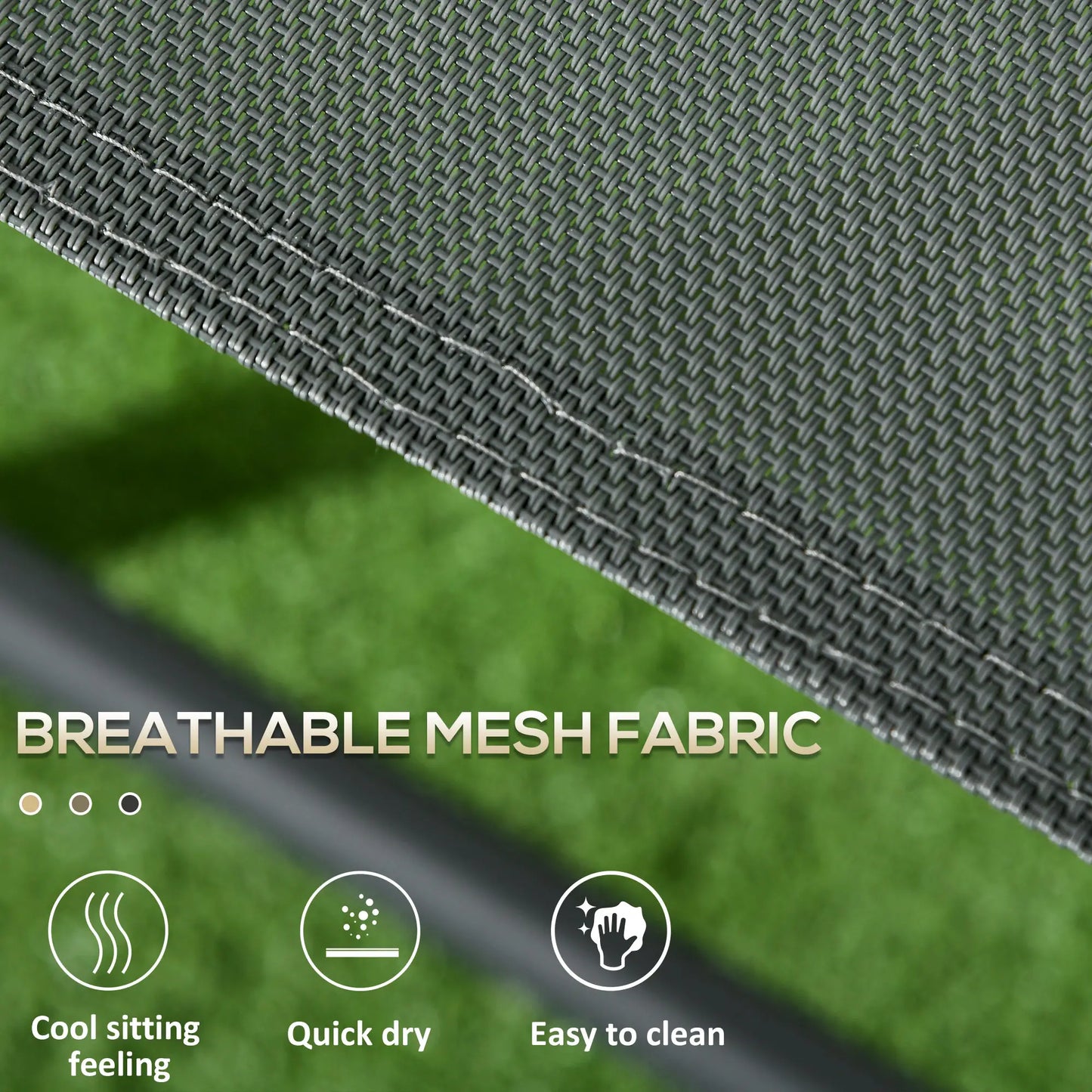 3 Piece Bistro Set, Foldable Mesh Chairs, Glass Table, Charcoal Grey Bistro Sets at Gallery Canada