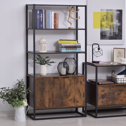 Storage Cabinet with 3 Open Shelves Cupboard Freestanding Tall Organizer Multifunctional Rack for Livingroom Bedroom Kitchen Rustic Brown - Gallery Canada