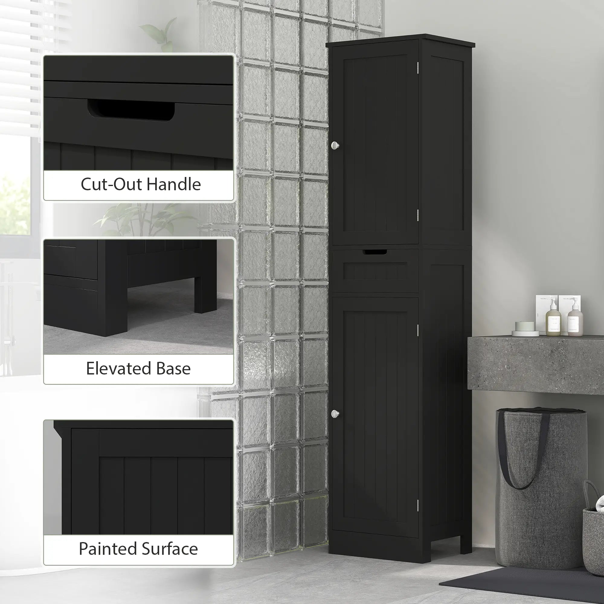 Freestanding Bathroom Cabinet, Drawer and 2 Doors, Tall Cupboard Bathroom Cabinets at Gallery Canada