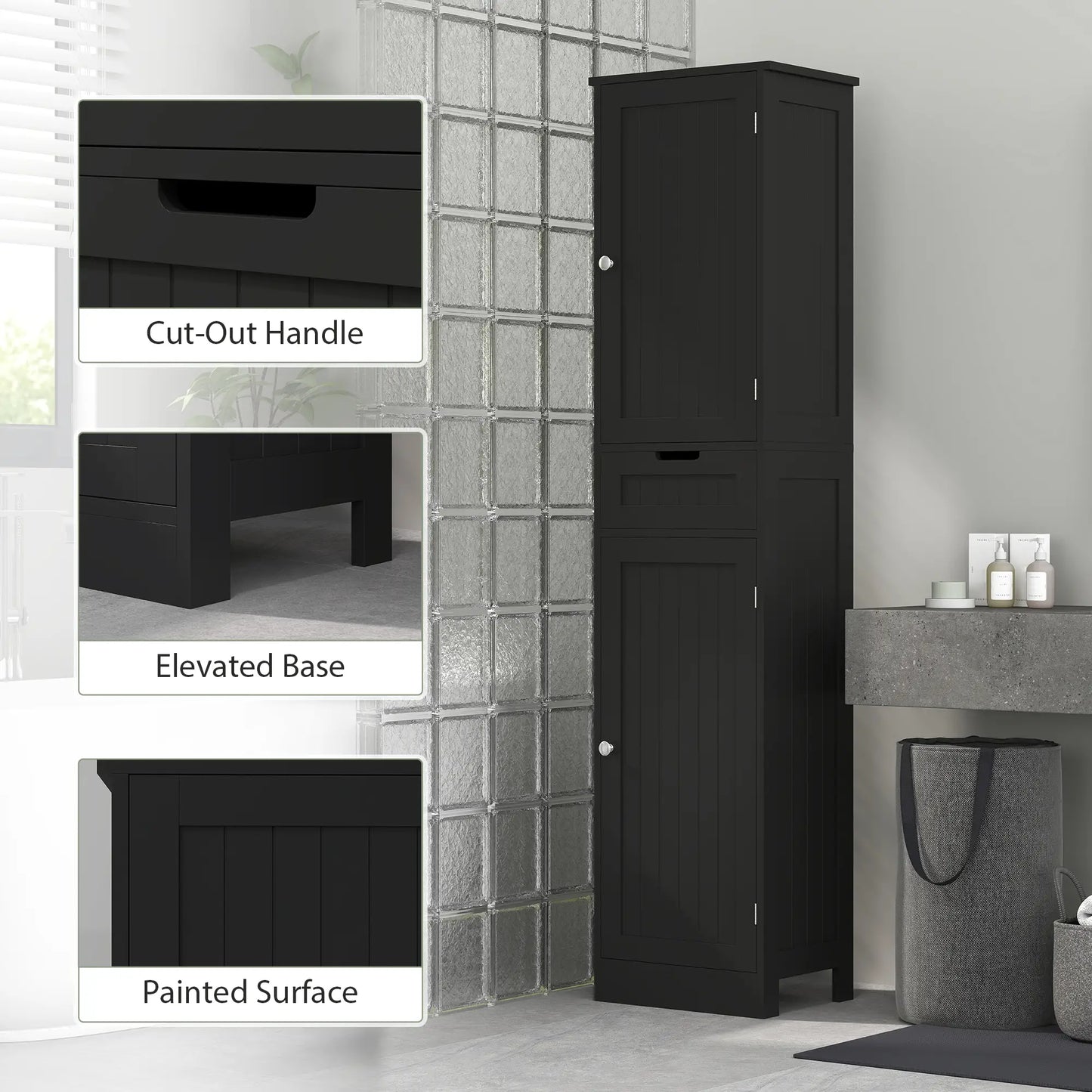 Freestanding Bathroom Cabinet, Drawer and 2 Doors, Tall Cupboard Bathroom Cabinets at Gallery Canada