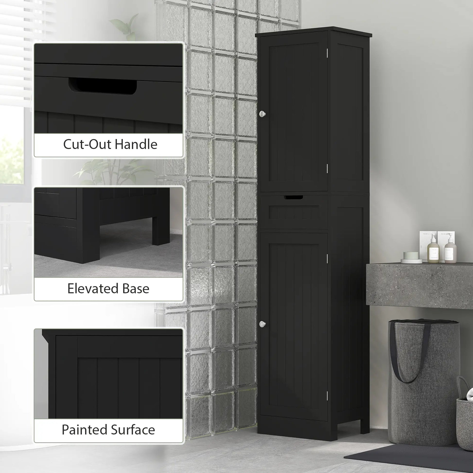Freestanding Bathroom Cabinet, Drawer and 2 Doors, Tall Cupboard Bathroom Cabinets at Gallery Canada