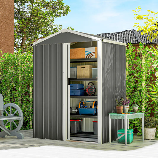 4.5 x 3ft Outdoor Storage Shed, Waterproof Metal Garden Shed, Light Grey Sheds Light Grey at Gallery Canada