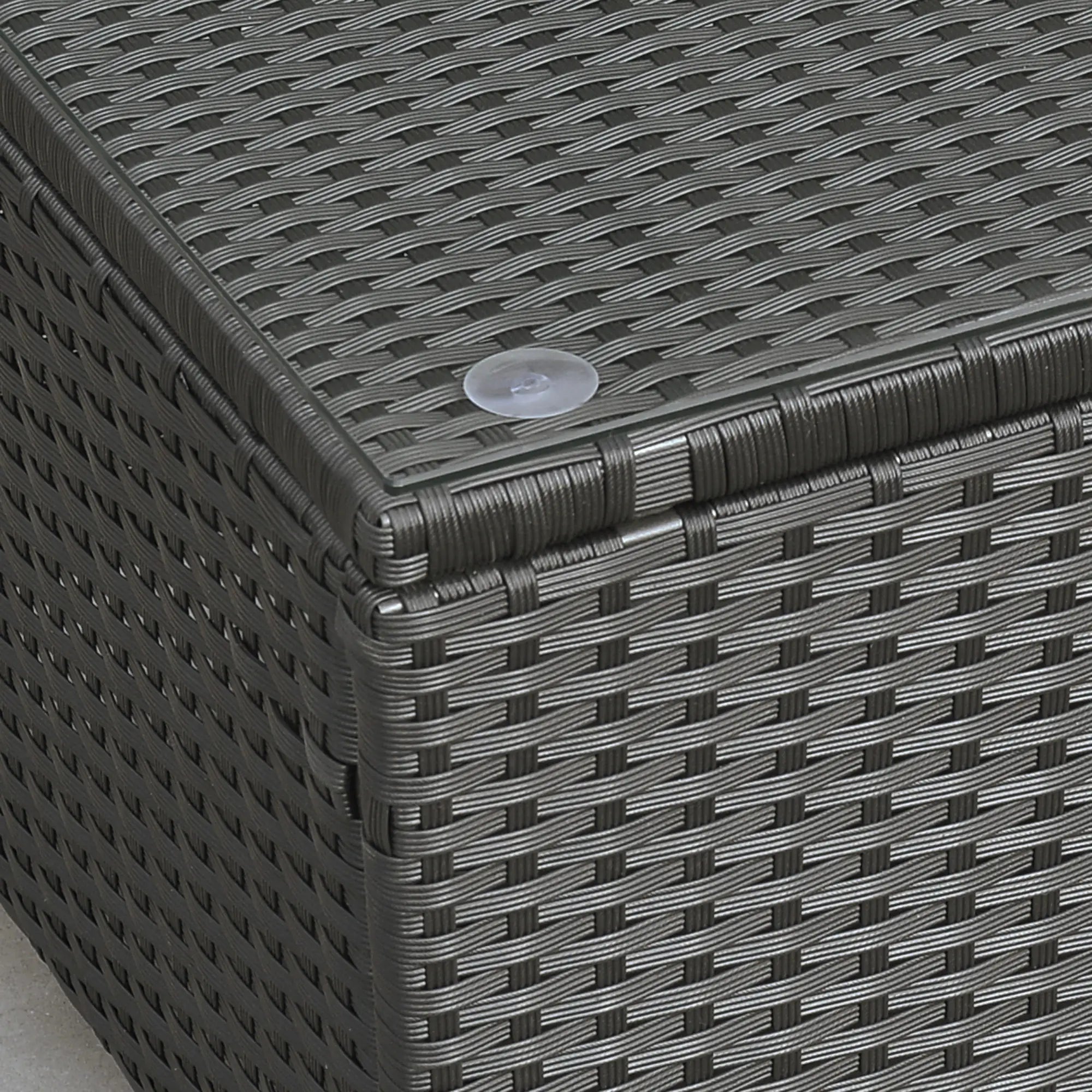 Rattan Coffee Table, Hand-Woven Wicker Furniture, Tempered Glass Top, Black Patio Side Tables at Gallery Canada