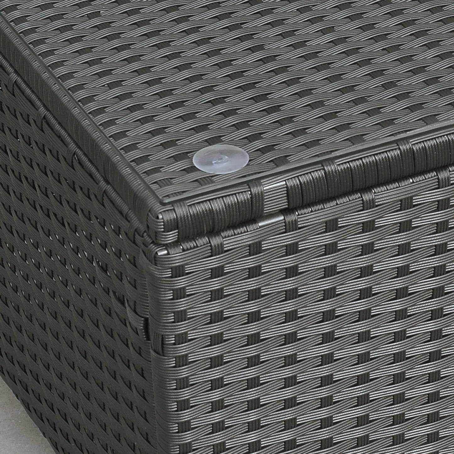 Rattan Coffee Table, Hand-Woven Wicker Furniture, Tempered Glass Top, Black Patio Side Tables at Gallery Canada