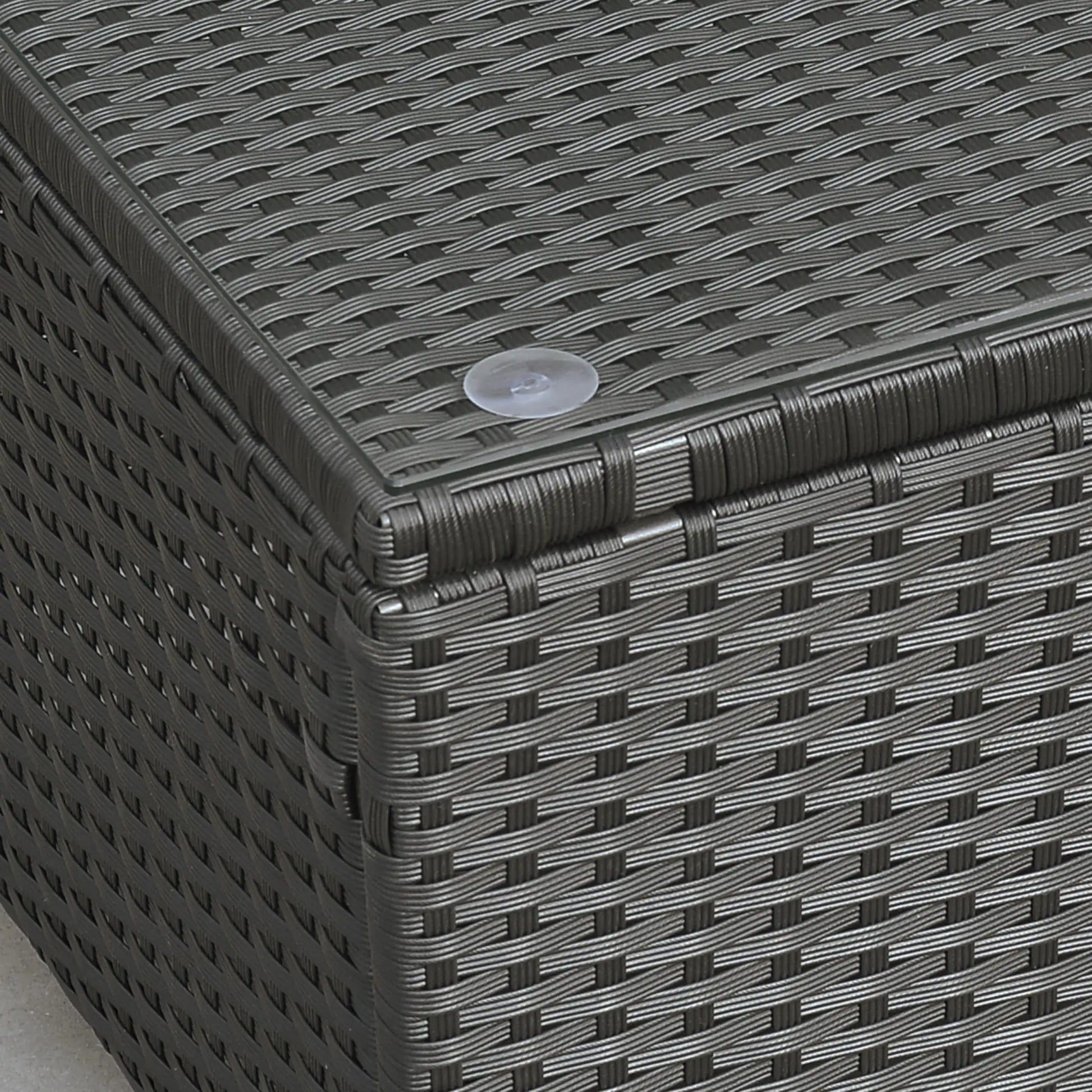 Rattan Coffee Table, Hand-Woven Wicker Furniture, Tempered Glass Top, Black Patio Side Tables at Gallery Canada