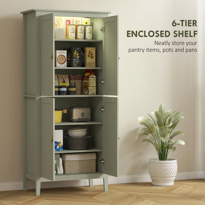 69.5" Tall Kitchen Pantry Cabinet, Motion Sensor LED Light, Green Kitchen Pantry Cabinets at Gallery Canada