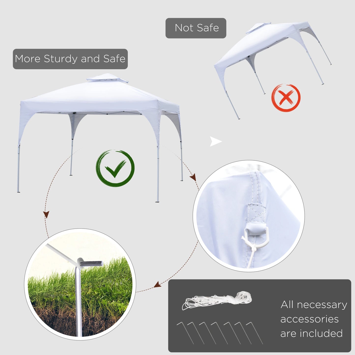 10'x10' Pop Up Canopy, Easy Set Up Party Tent, 2 Tier Vented Roof, Carrying Bag, White Pop Up Canopies at Gallery Canada