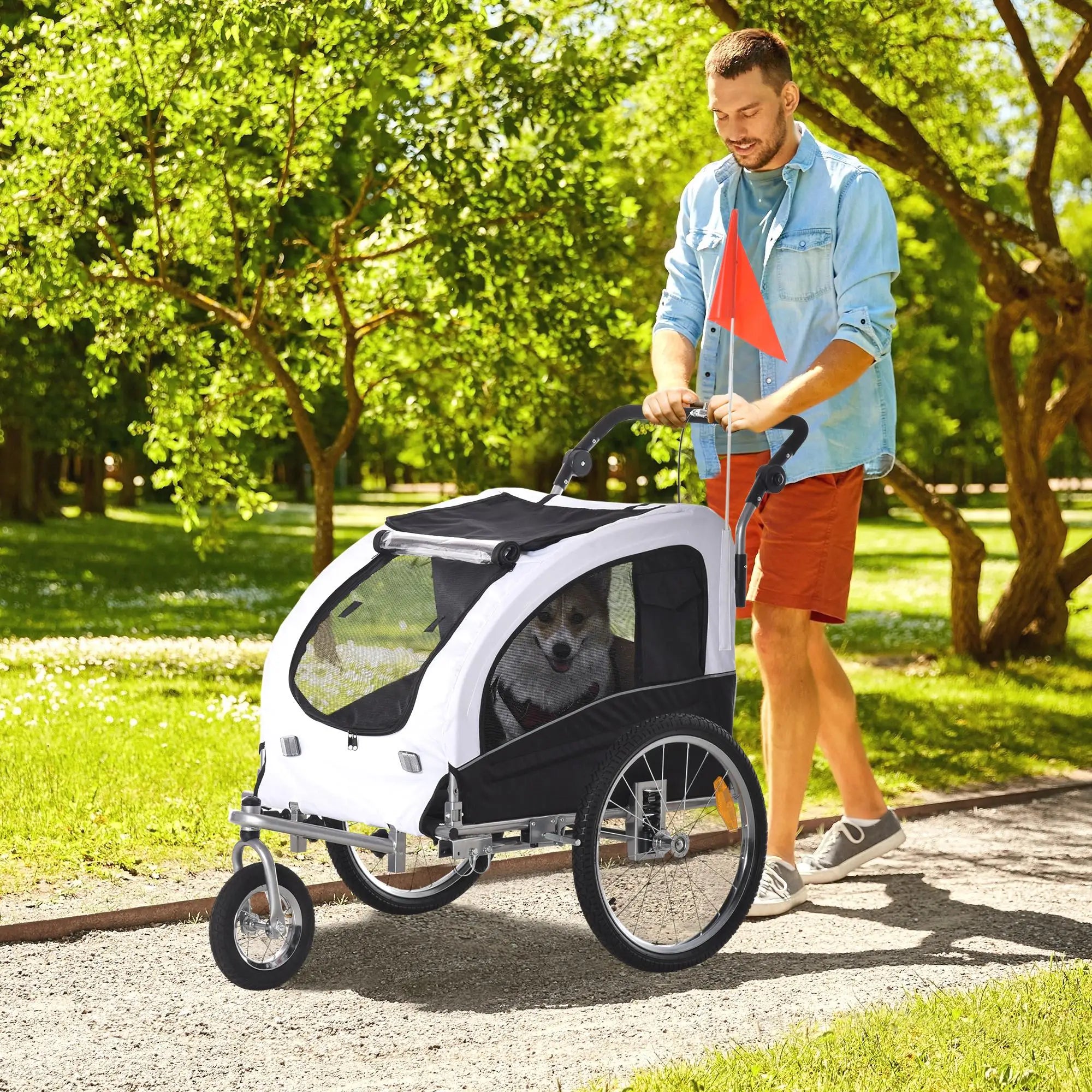 Elite II Dog Bike Trailer, 2-In-1 Pet Stroller, White Dog Bike Trailers & Strollers at Gallery Canada