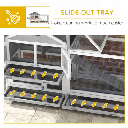 65" Wooden Rabbit Hutch, Pet Playpen with Roof, Storage Box, Grey Rabbit Hutch at Gallery Canada