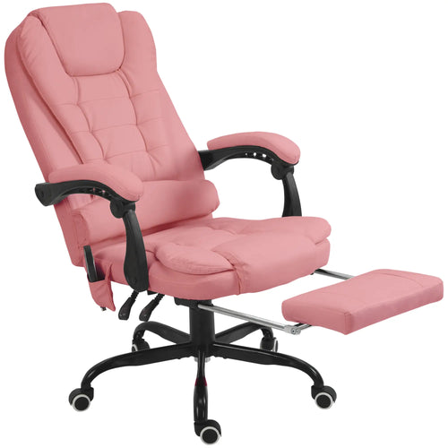 7-Point Vibrating Massage Chair, Reclining with Footrest, Pink