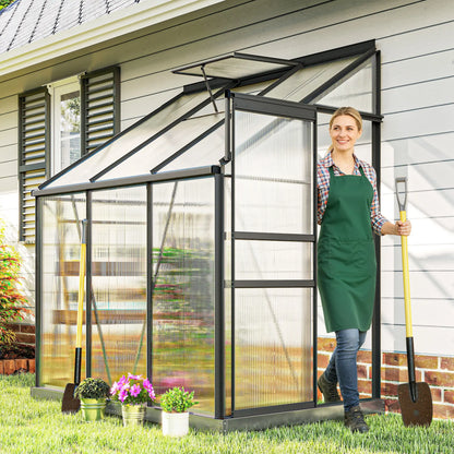 Aluminum Lean-To Greenhouse, Polycarbonate Walk-In, 6' x 4', Dark Grey Walk In Greenhouses at Gallery Canada