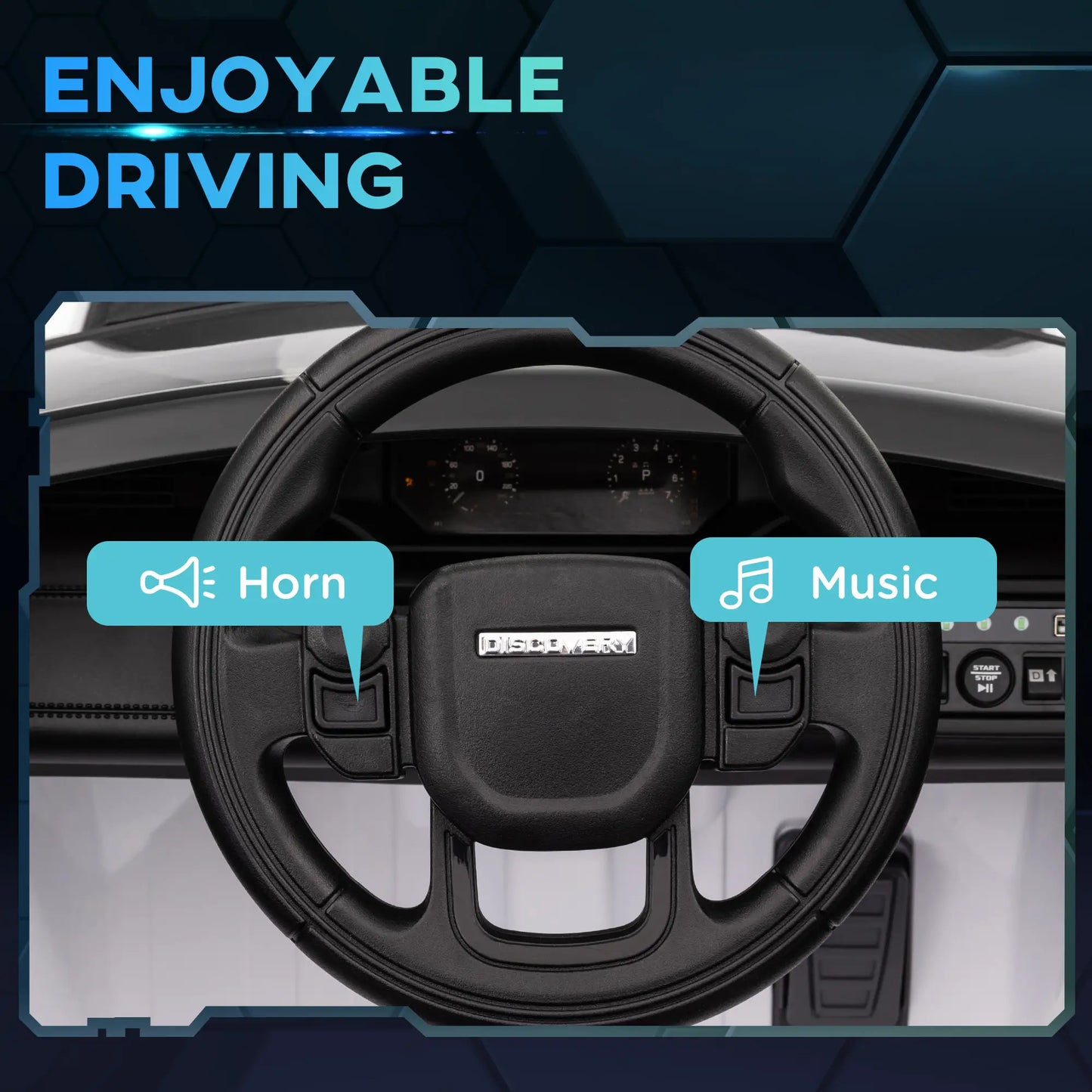 12V Ride on Car, Remote Control, Soft Start, LED Lights, Music Horn, White Electric Toy Cars at Gallery Canada