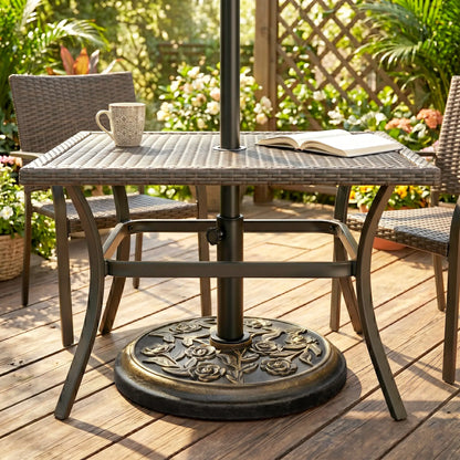 18” Round Patio Umbrella Base, Cast Stone Resin, Bronze Umbrella Bases at Gallery Canada