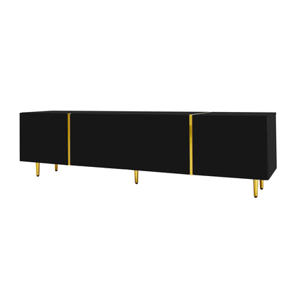 Modern TV Stand, 4 Doors, Soft-Close Hinges, 67" L x 13.5" W x 18" H, Black TV Stands at Gallery Canada