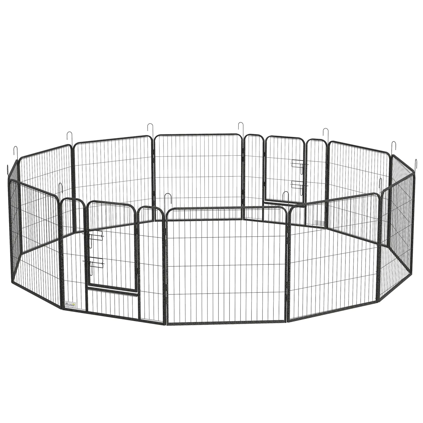 Dog Playpen with Gate, 12 Panels, 31.5"H Houses, Kennels & Pens Grey at Gallery Canada