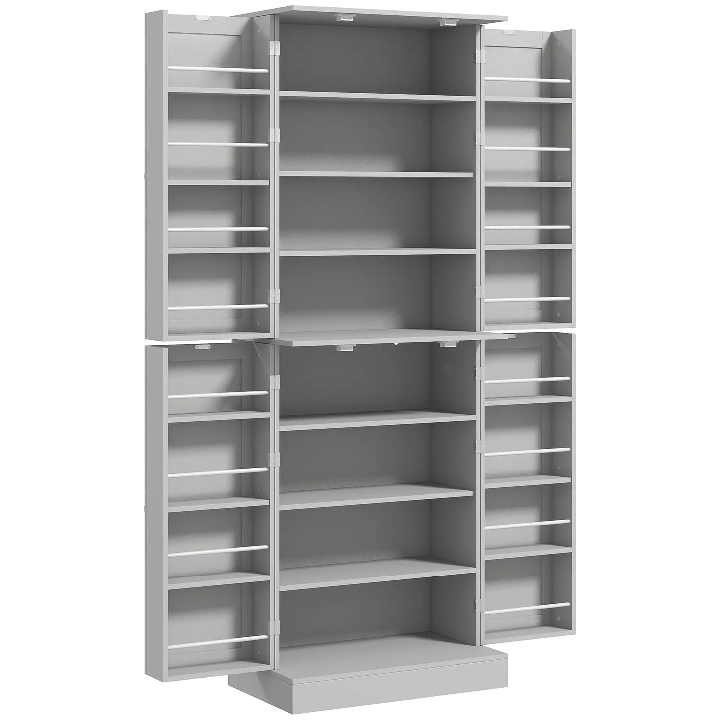 65" Kitchen Pantry Cabinet, 4 Doors, 16 Shelves, Grey Kitchen Pantry Cabinets at Gallery Canada