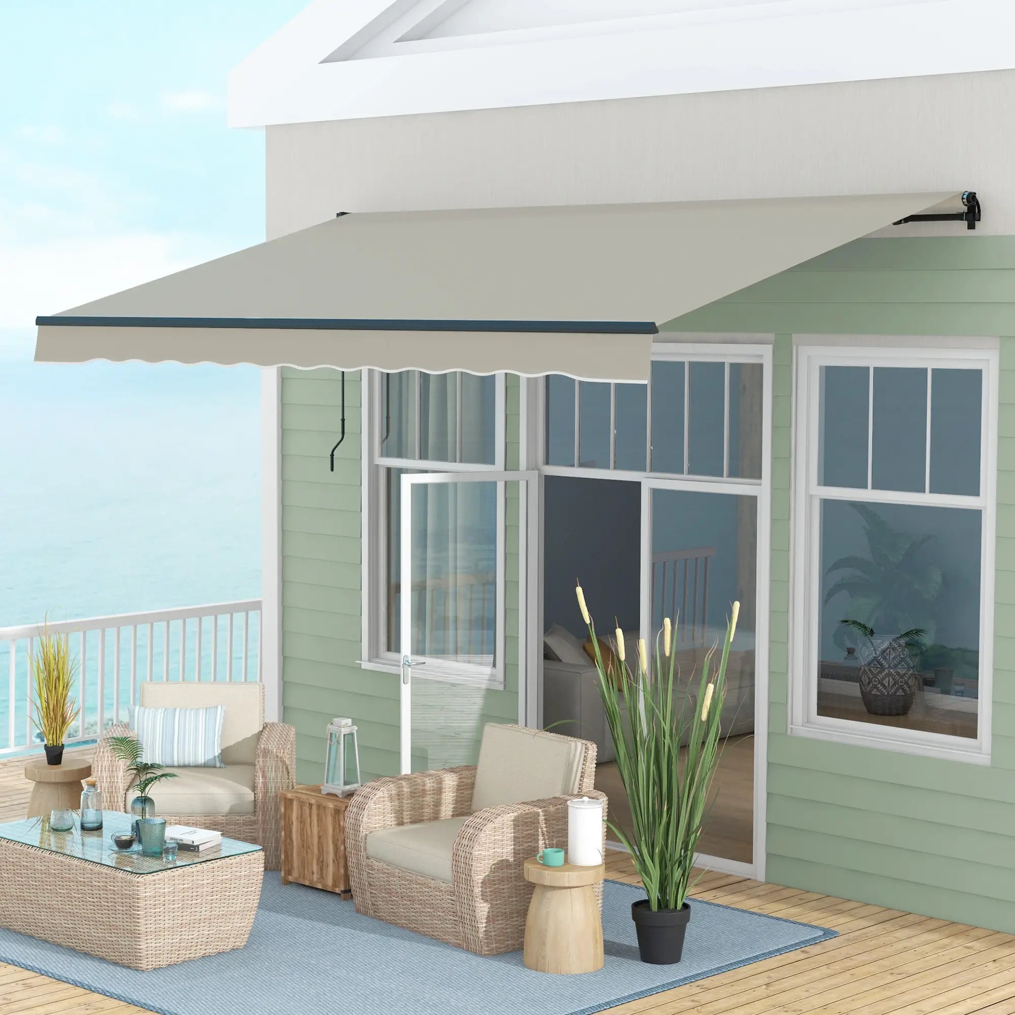 13' x 10' Retractable Awning, UV Resistant Sunshade, Light Grey Window Awnings at Gallery Canada