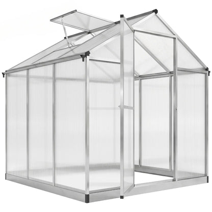 6' x 8' x 6.4' Walk-in Greenhouse, Polycarbonate Panels, Silver Walk In Greenhouses Transparent Sheets, Silver Frame at Gallery Canada