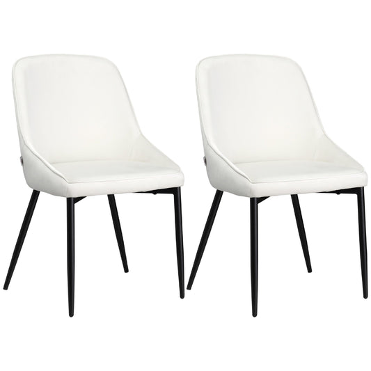 Dining Chairs Set of 2, Upholstered Velvet Kitchen Chairs, Accent Chair with Back, Steel Legs for Living Room, Cream White at Gallery Canada