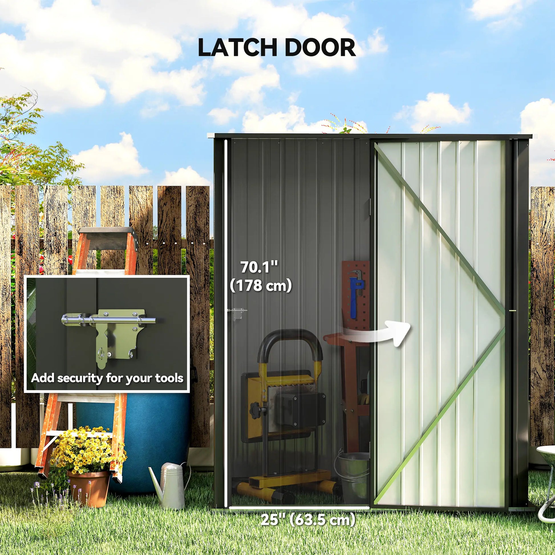 5' x 3' Outdoor Storage Shed, Steel Garden Shed, Lockable Door, Black Sheds at Gallery Canada