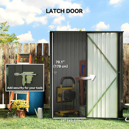5' x 3' Outdoor Storage Shed, Steel Garden Shed, Lockable Door, Black Sheds at Gallery Canada