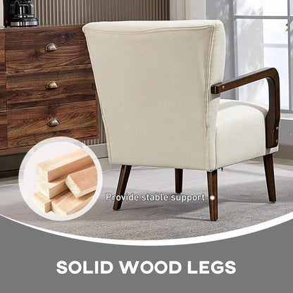 Accent Chair, Wooden Legs, Linen Fabric, Thick Padding, Cream White Accent Chairs at Gallery Canada