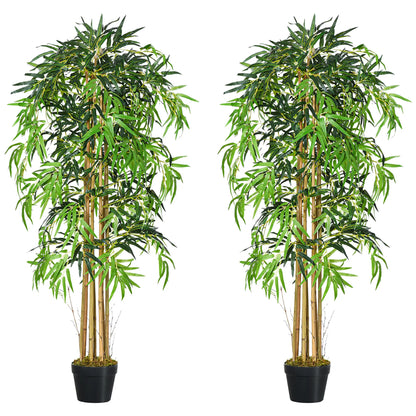 Set of 2 5FT Artificial Bamboo Trees in Pot, Home Office Decor, Green Artificial Trees at Gallery Canada