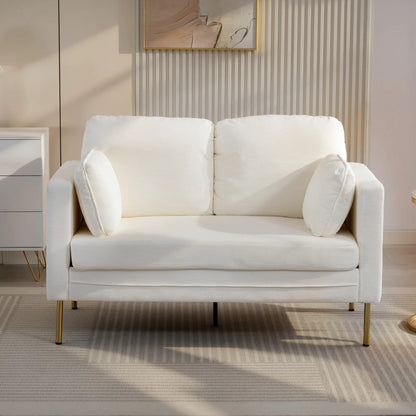 55" Loveseat Sofa, Metal Legs, 2 Pillows, Cream White 2-Seater Sofas at Gallery Canada