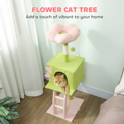48 Inch Flower Cat Tree, Scratching Post, Cozy Bed, Condo, Green Cat Towers at Gallery Canada