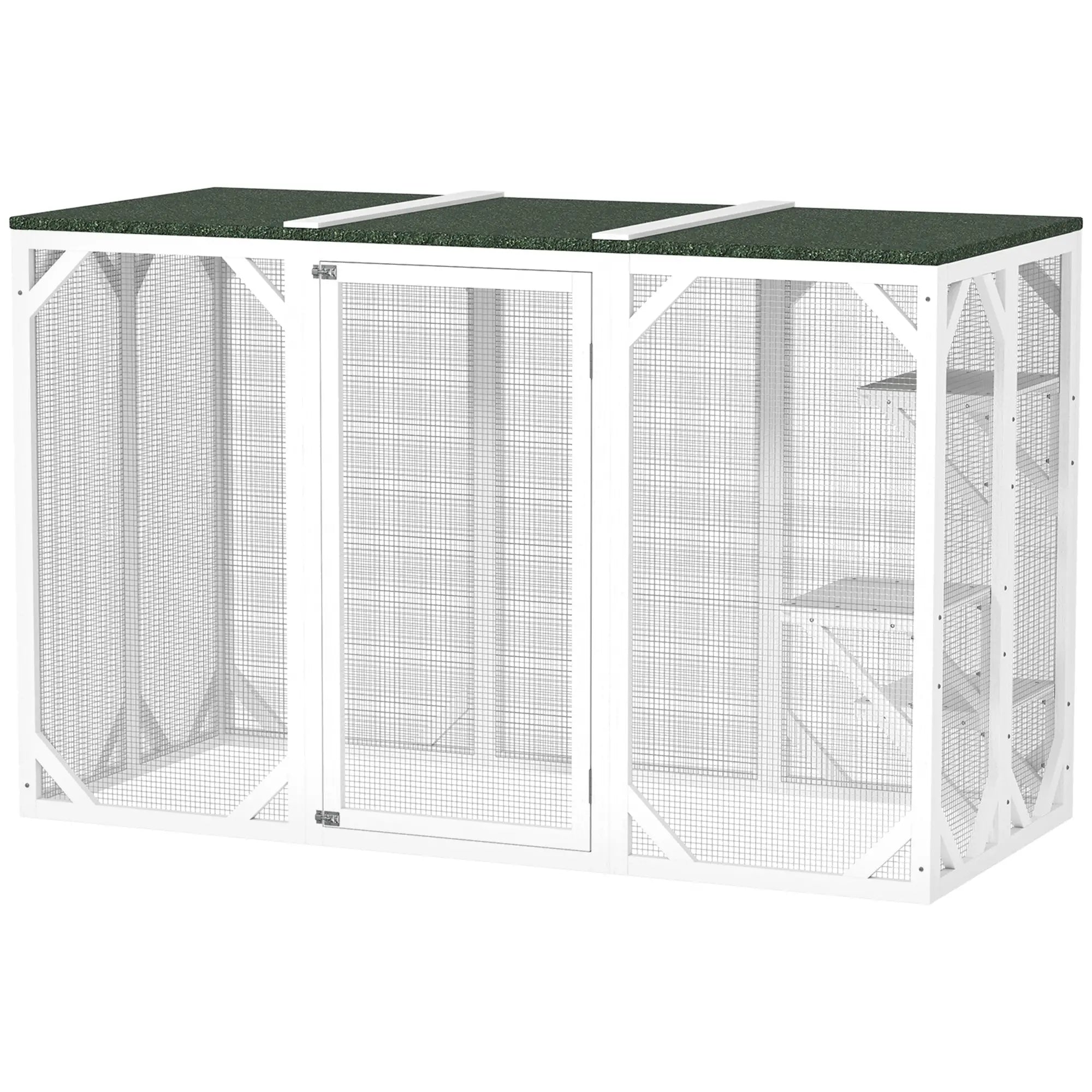 Outdoor Cat Enclosure, Waterproof Roof, Multi-Level Platforms, Lock, White Outdoor Cat Enclosures White at Gallery Canada