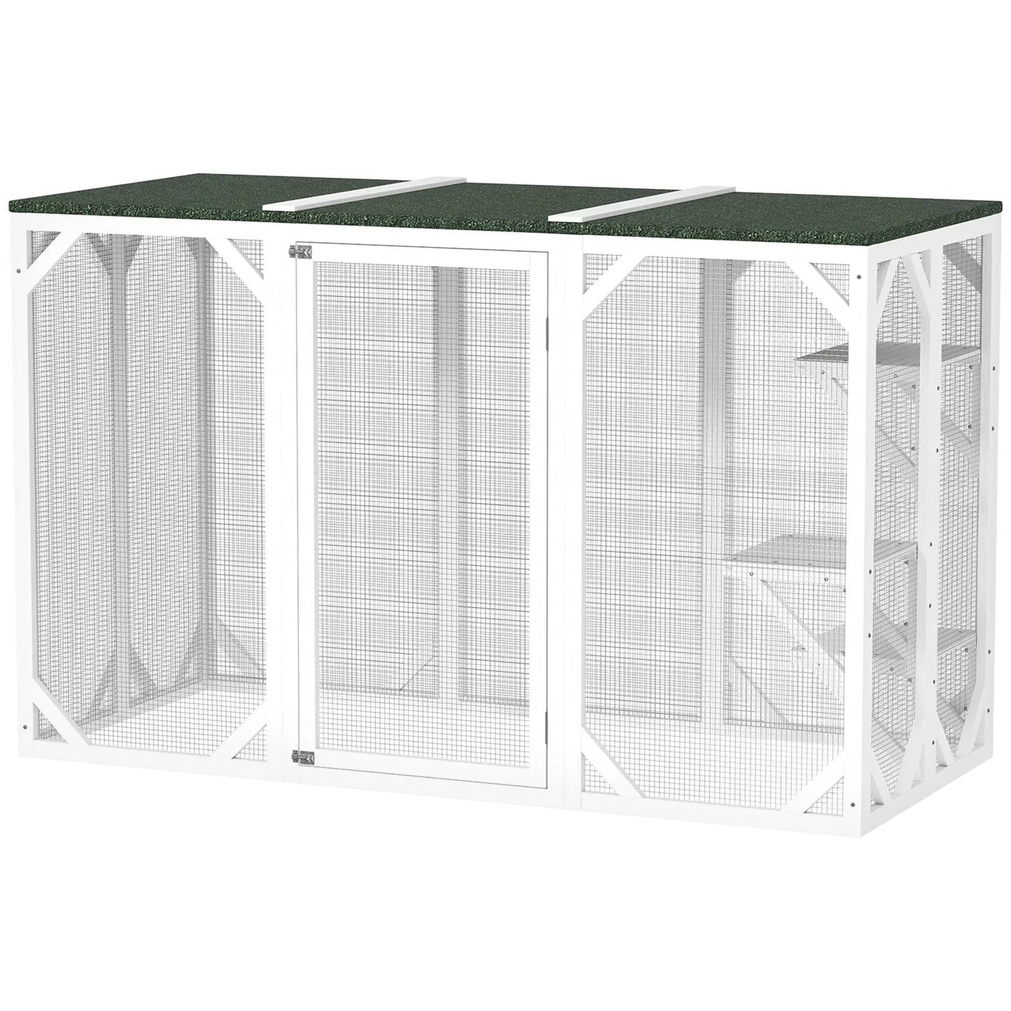 Outdoor Cat Enclosure, Waterproof Roof, Multi-Level Platforms, Lock, White Outdoor Cat Enclosures White at Gallery Canada