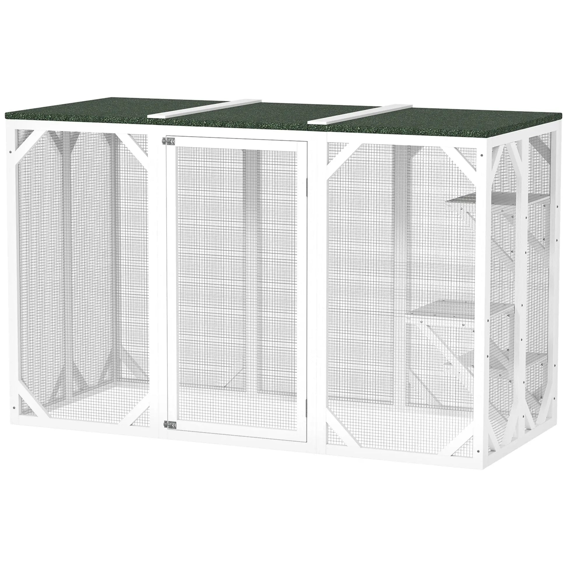Outdoor Cat Enclosure, Waterproof Roof, Multi-Level Platforms, Lock, White Outdoor Cat Enclosures White at Gallery Canada