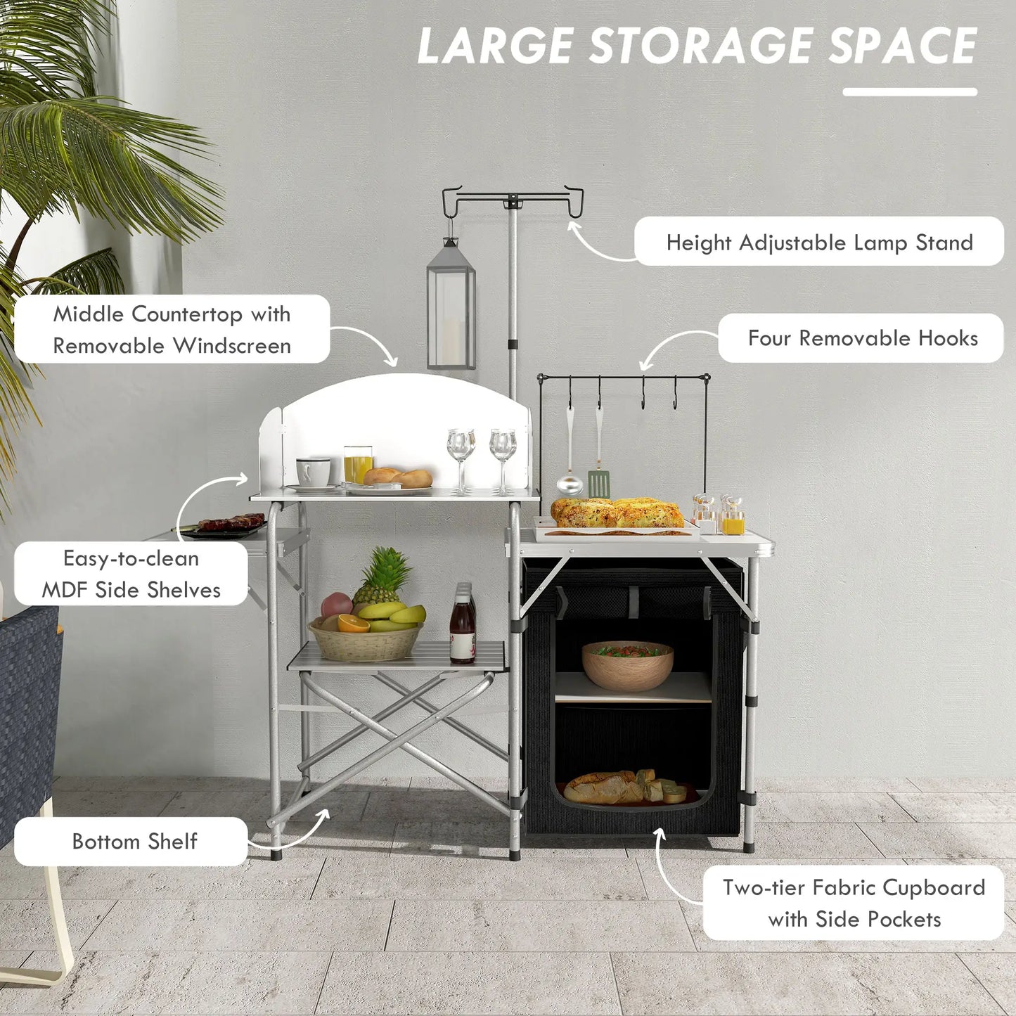 Camping Kitchen Table, Aluminum Folding with Storage, Silver Picnic Tables & Camping Chairs at Gallery Canada