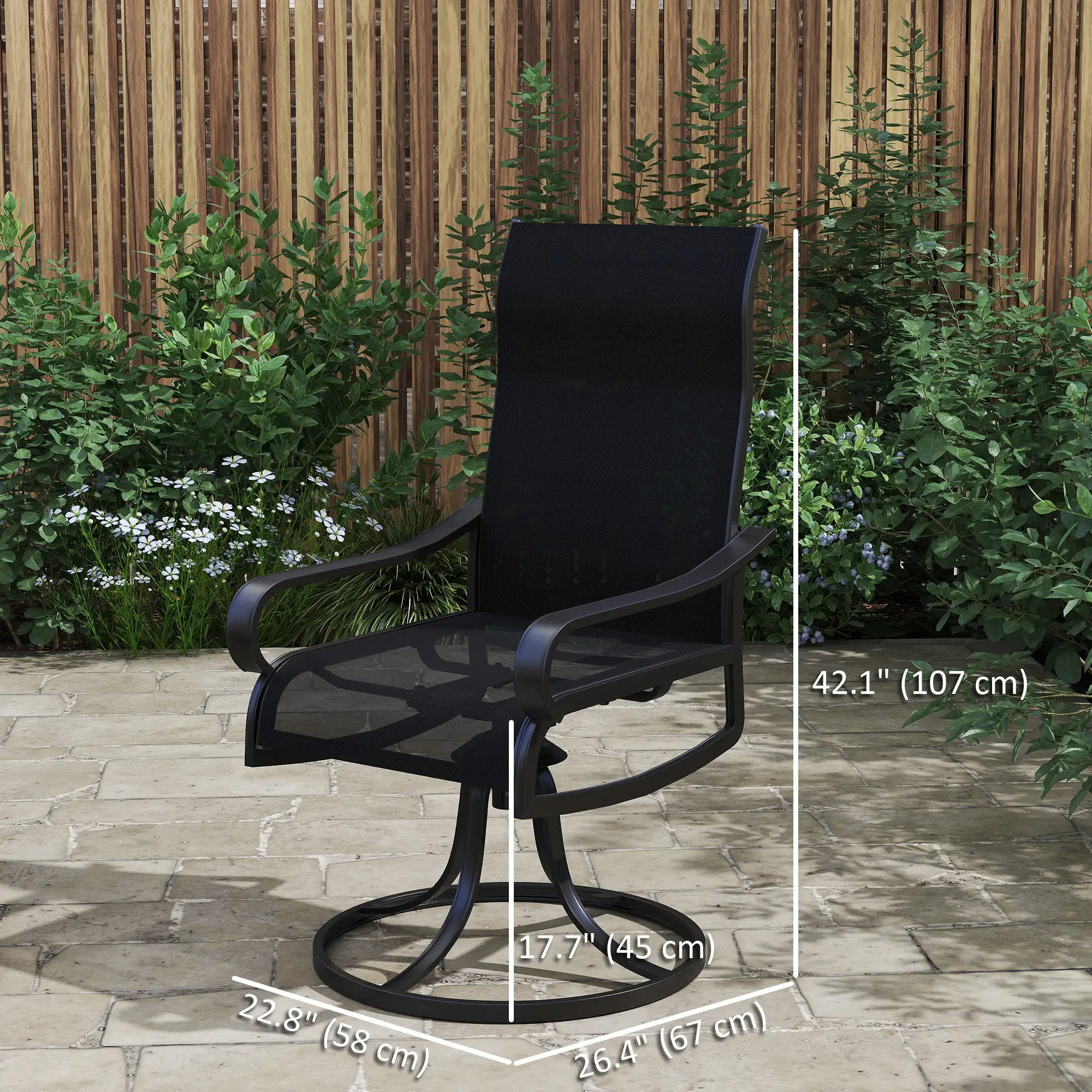 2-Piece Swivel Patio Dining Chairs, 360° Swivel Rocking, Black Patio Chairs at Gallery Canada