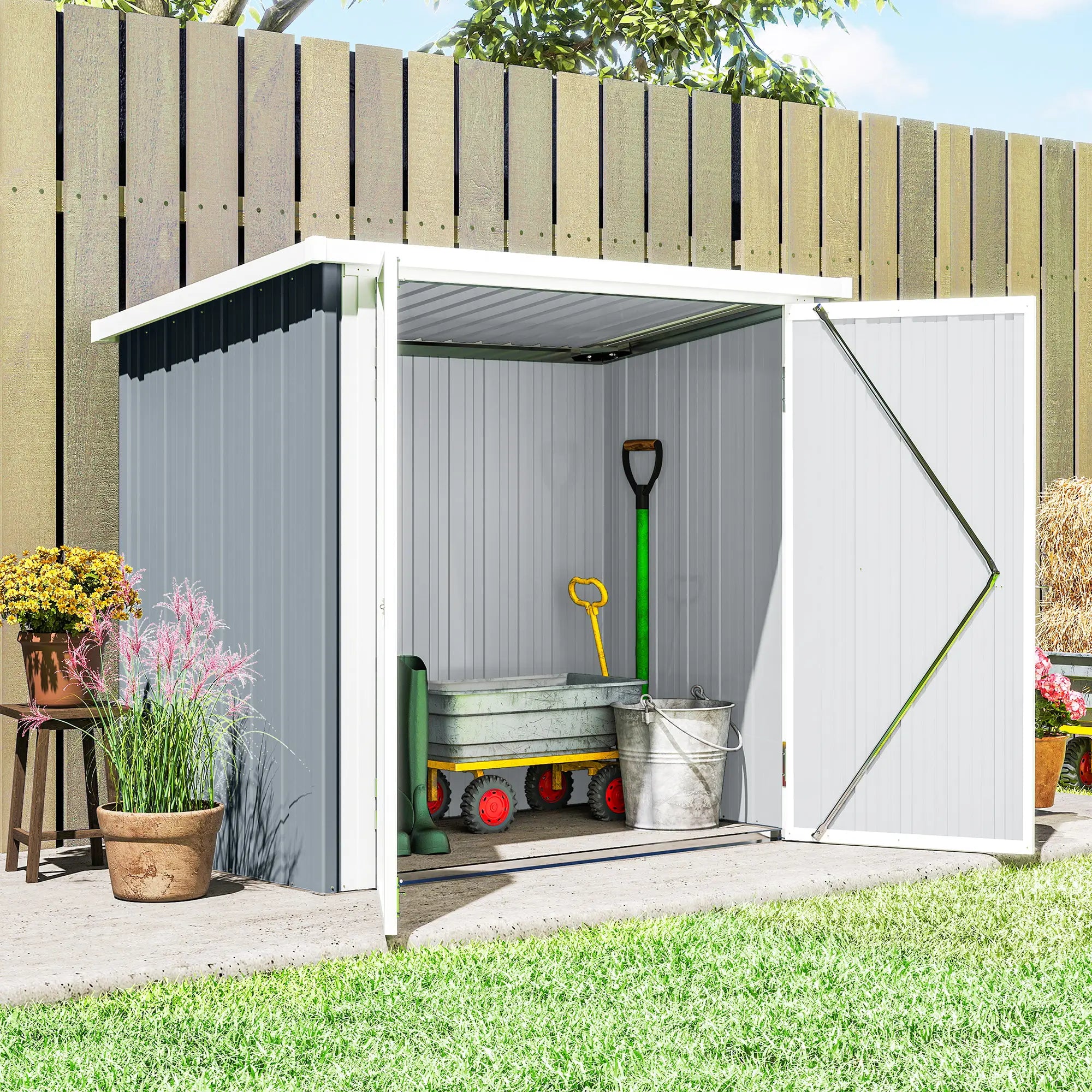 5' x 3' Metal Garden Storage Shed, Tool House With Double Doors Sheds at Gallery Canada