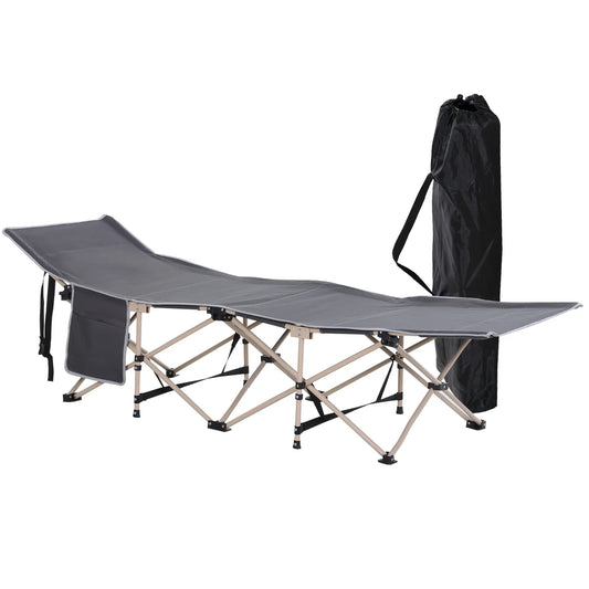 Folding Camping Cot for Adults, with Carry Bag, Side Pocket, Grey Camping Cots Grey at Gallery Canada