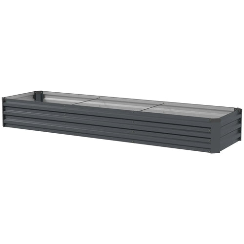 8'x2'x1' Galvanized Raised Bed, Elevated Planter Box, Dark Grey