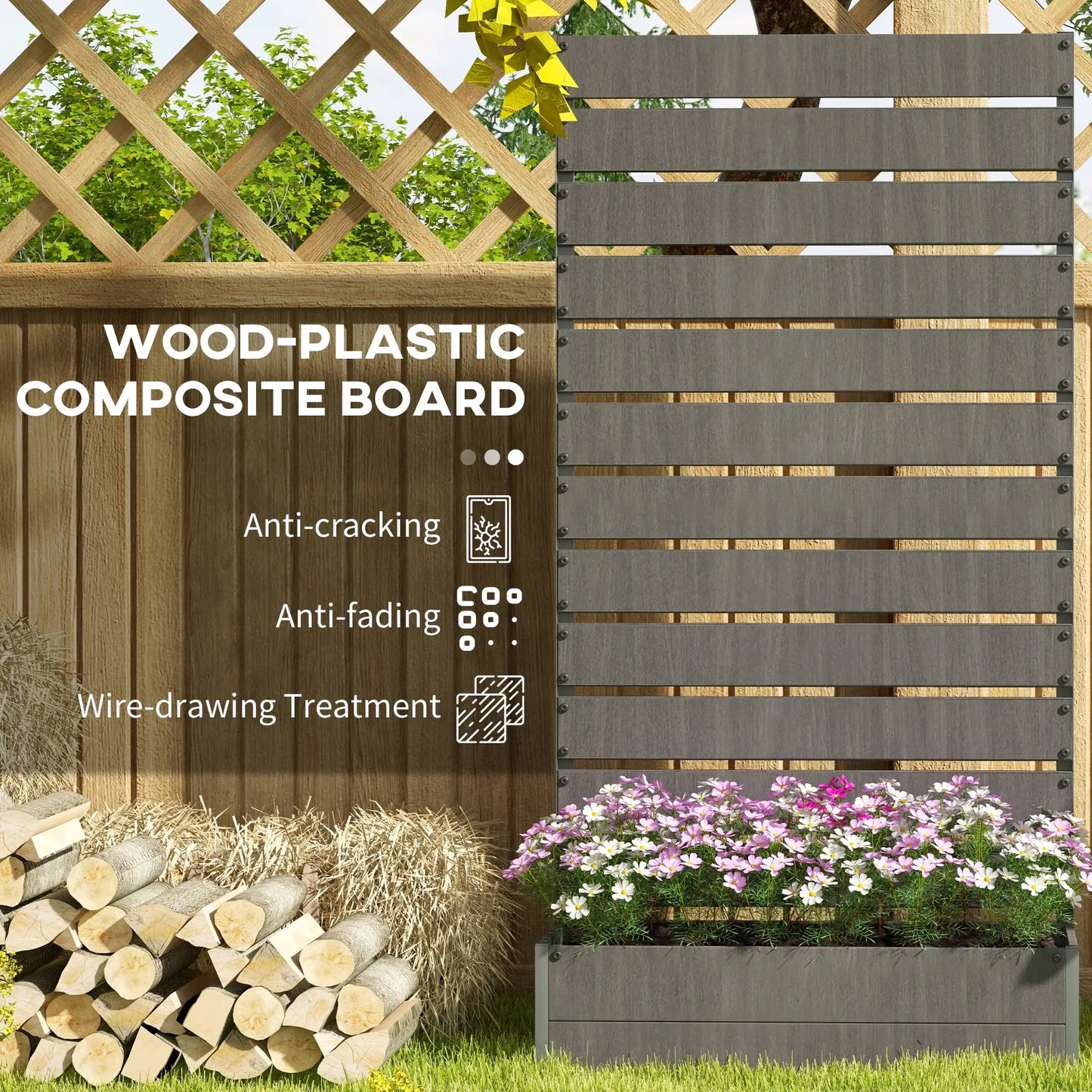 Trellis Planter, Raised Garden Bed, Dark Grey