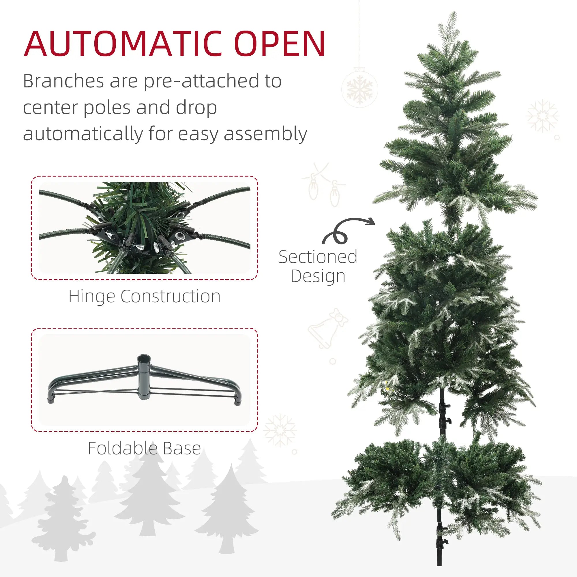 6ft Flocked Artificial Christmas Tree, 850 Branch Tips, Metal Base, Green Flocked Christmas Trees at Gallery Canada