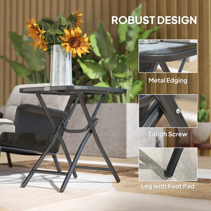 Folding Coffee Table, Tempered Glass Tabletop, Portable Bistro Table Patio Side Tables at Gallery Canada