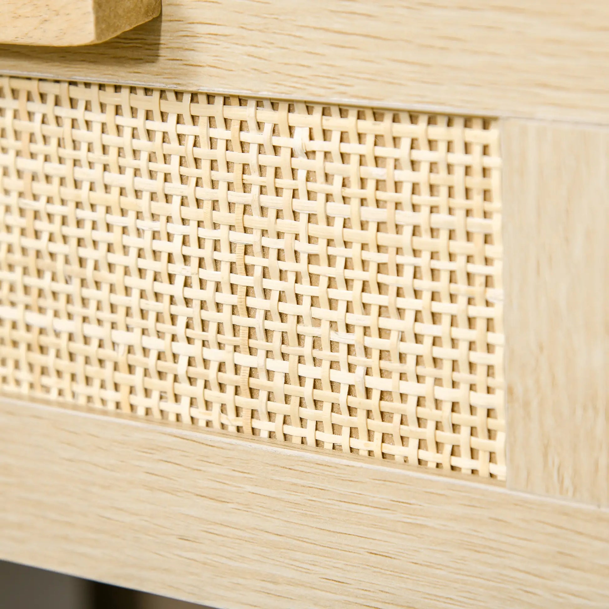 Narrow Nightstand with Rattan, Drawer, Storage Shelf, Natural Bedside Tables at Gallery Canada