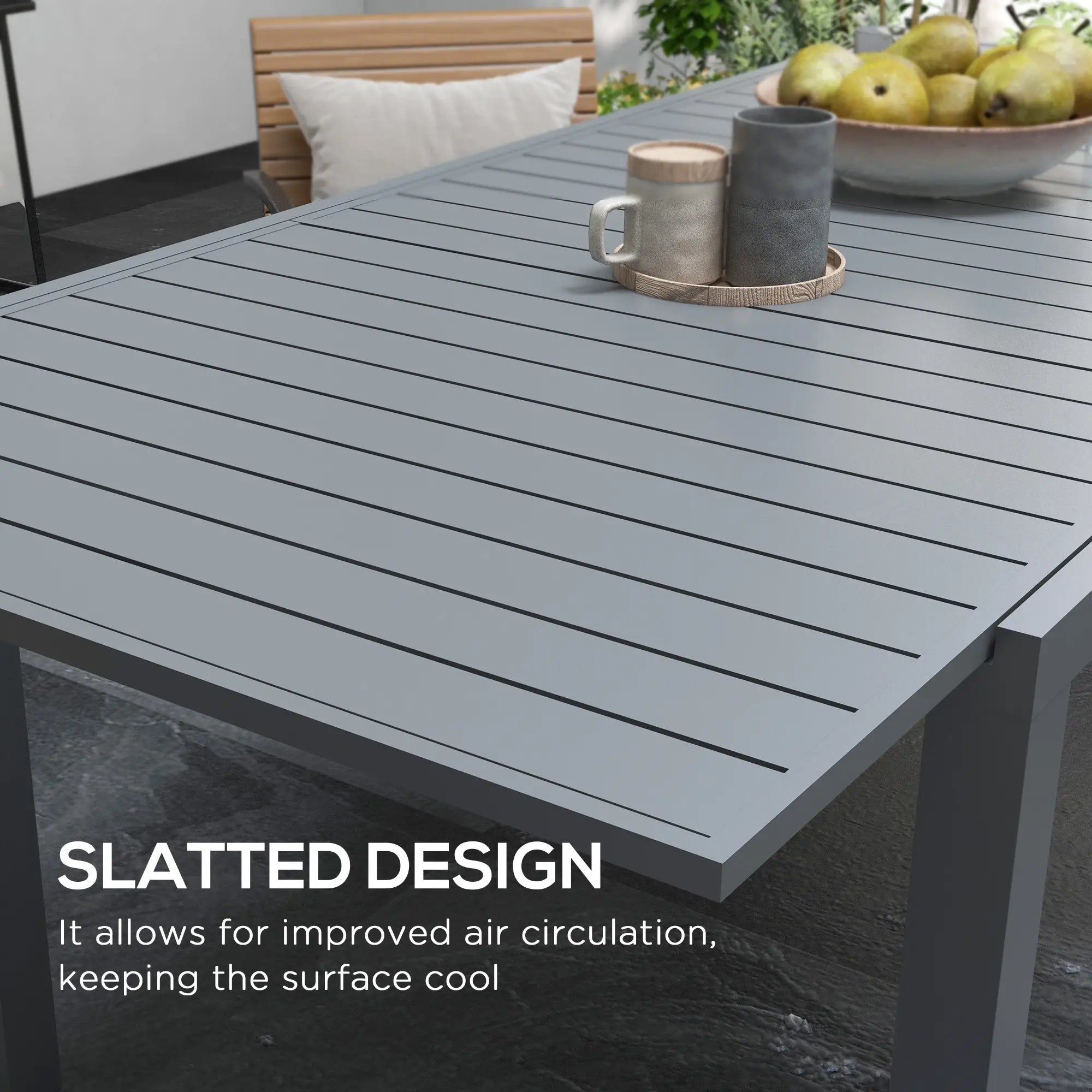 Expandable Aluminum Outdoor Dining Table, 6-8 People, Charcoal Grey Patio Dinning Tables at Gallery Canada