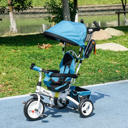 6 in 1 Toddler Tricycle Stroller, Basket, Canopy, 5-Point Harness, 12-60 Months, Blue Tricycles for Kids at Gallery Canada